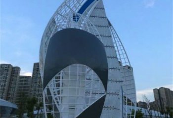 廣場帆船雕塑,抽象水景雕塑,抽象效果