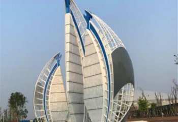 園林帆船雕塑,噴漆景觀雕塑,噴漆形式