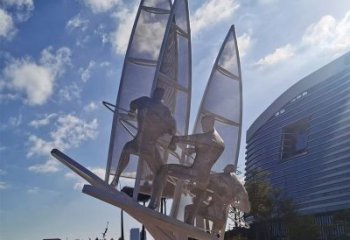 街道帆船雕塑，鍛造景觀雕塑，古銅效果