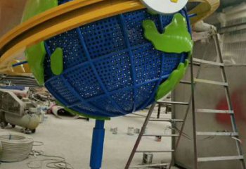 農村地球儀雕塑，鏤空景觀雕塑，抽象效果