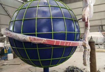 街道地球儀雕塑，鑄銅景觀雕塑，古銅效果