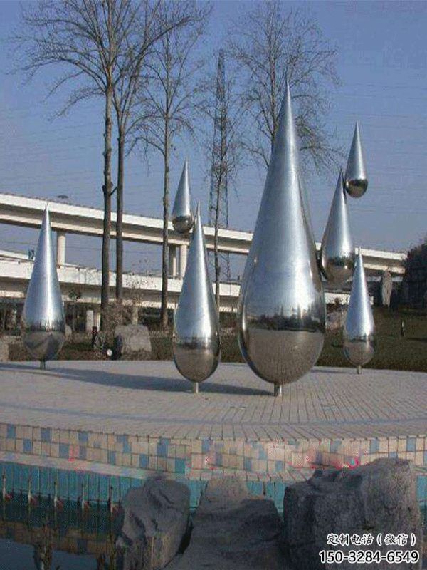 廣場水滴雕塑，抽象水景雕塑，抽象效果