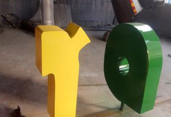 大型字母雕塑，鍍金歐式雕塑，鍍金工藝