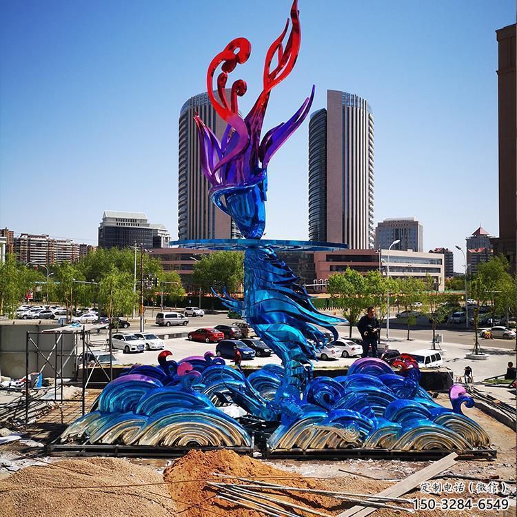 街道海浪雕塑,鍛造景觀雕塑,古銅效果 街道海浪雕塑,鍛造景觀雕塑,古銅效果