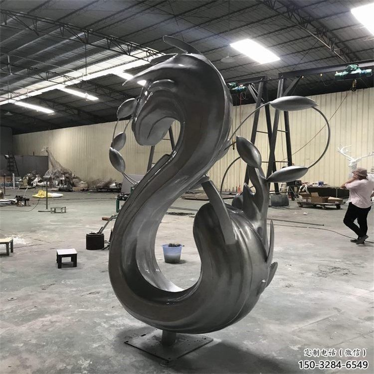 城市海浪雕塑，網格體育雕塑，古銅效果