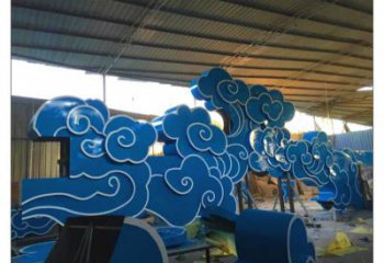 景區云朵雕塑，鍍金歐式雕塑，鐵藝材質