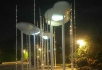 街道云朵雕塑，鍛造景觀雕塑，燈光效果