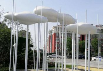 室內云朵雕塑，拉絲景觀雕塑，抽象效果