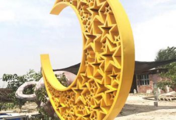 步行街月亮雕塑,鍛造景觀雕塑,鏤空方式