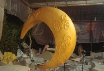 景區(qū)月亮雕塑,鍍金歐式雕塑,鐵藝材質(zhì)