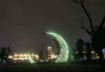 景觀館月亮雕塑,鍍銅景觀雕塑,鍍銅工藝