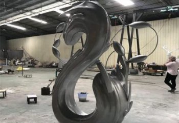 城市海浪雕塑，網(wǎng)格體育雕塑，古銅效果