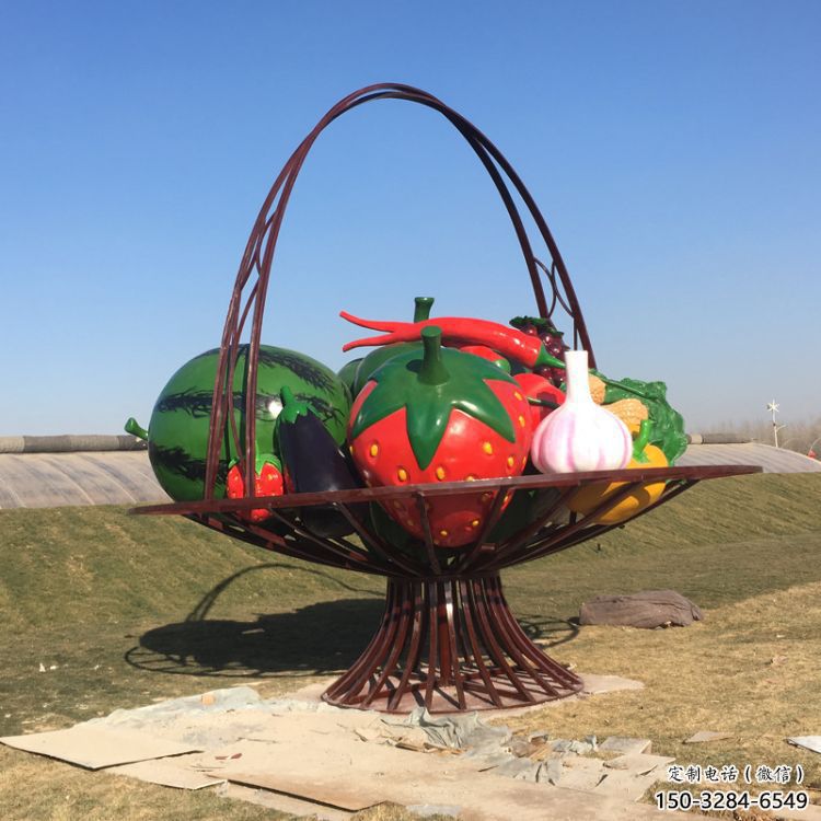 城市花籃雕塑，彩繪景觀雕塑，古銅效果