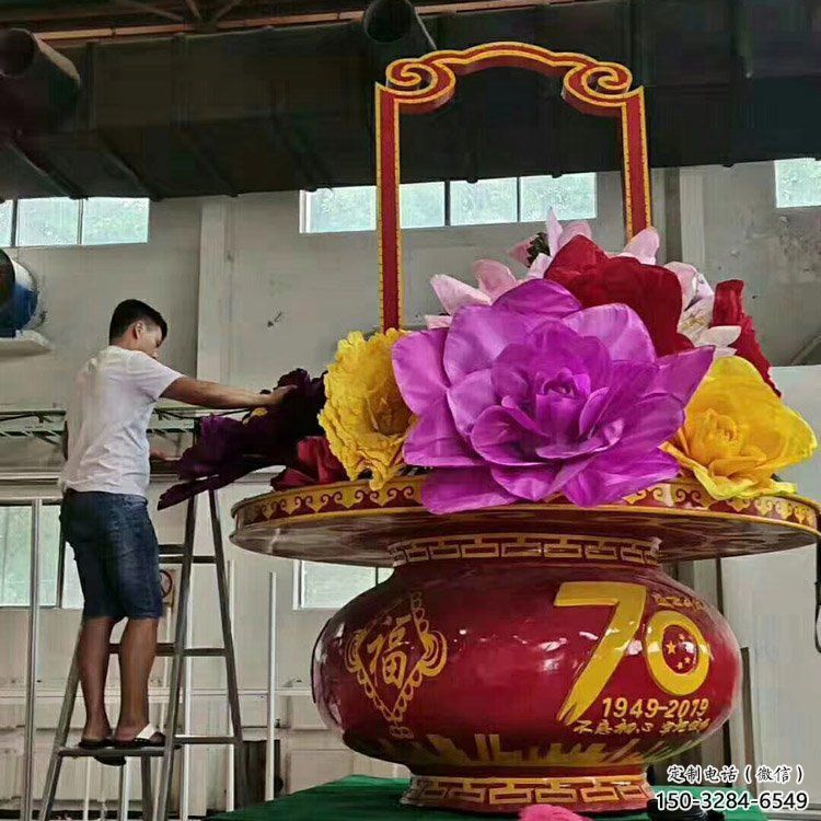 園林花籃雕塑,噴漆景觀雕塑,彩繪形式 園林花籃雕塑,噴漆景觀雕塑,彩繪形式