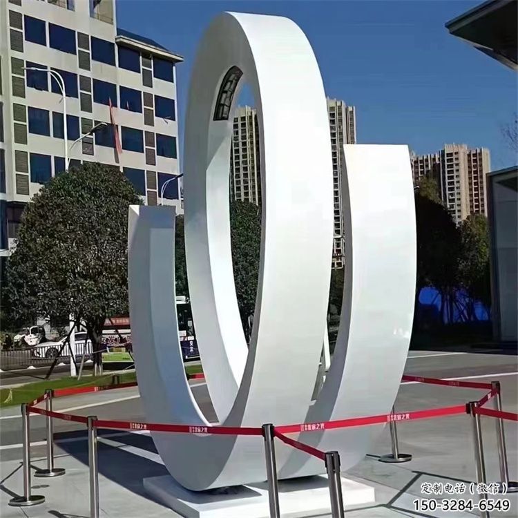 售樓部圓環雕塑，噴砂發光雕塑，烤漆題材