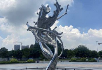 園林海浪雕塑，噴漆景觀雕塑，鏡面形式