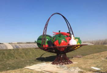 步行街花籃雕塑,鍛造景觀雕塑,烤漆方式