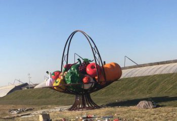 農村花籃雕塑,烤漆景觀雕塑,抽象效果