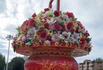 廣場花籃雕塑,抽象水景雕塑,抽象效果