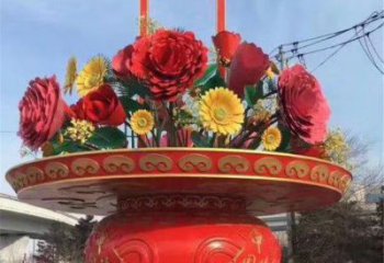 幼兒園花籃雕塑,鐵藝文化雕塑,鑄造制作