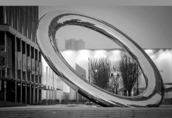 廣場圓環雕塑，抽象水景雕塑，鏡面效果