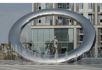 小區圓環雕塑，拉絲景觀雕塑，抽象效果