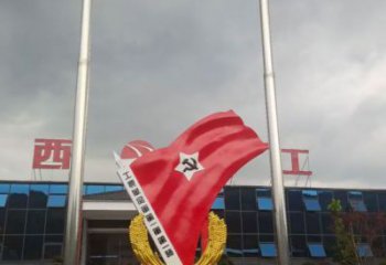 室內黨徽雕塑,拉絲景觀雕塑,抽象效果