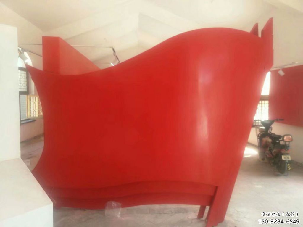 小區(qū)旗幟雕塑,拉絲黨建雕塑,抽象效果 小區(qū)旗幟雕塑,拉絲黨建雕塑,抽象效果