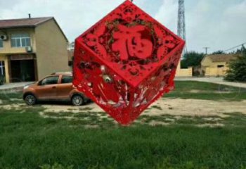 城市福字雕塑,網格體育雕塑,古銅效果