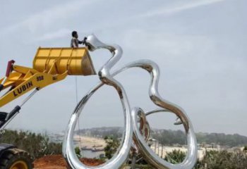 公園福字雕塑，噴砂發光雕塑，鍛造工藝