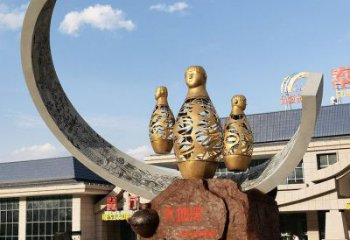 公園酒瓶雕塑，噴砂發(fā)光雕塑，鍛造工藝