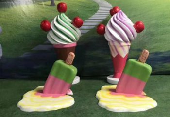 啞光雪糕雕塑 拉絲景觀小品 步行街雕塑