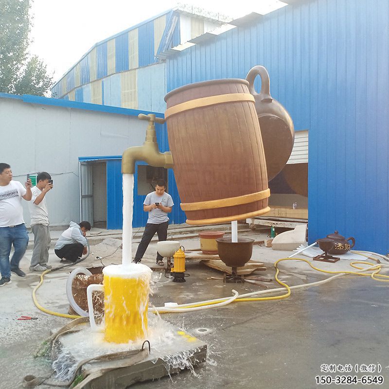 抽象水壺雕塑制作 店門口彩繪雕塑 步行街?jǐn)[件