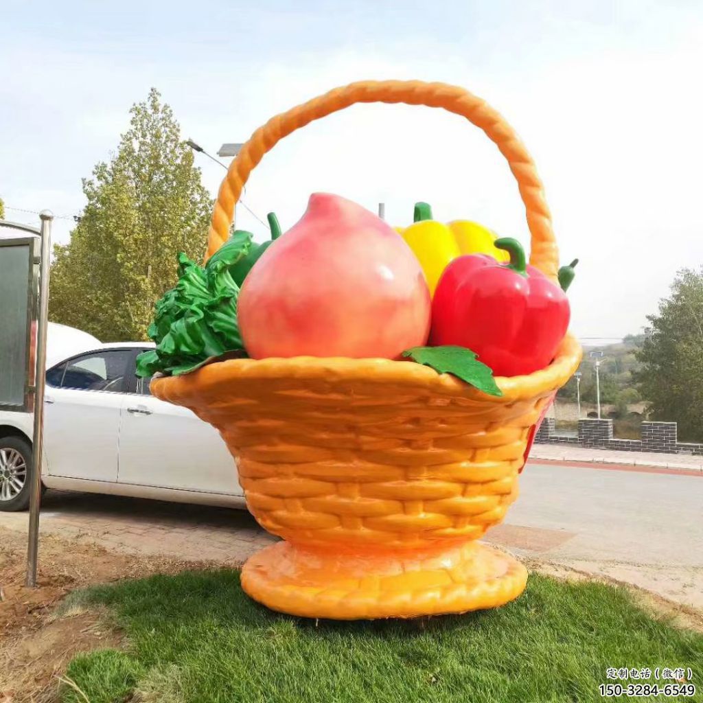 大型商場果籃雕塑 仿真景觀擺件 鏡面雕塑 大型商場果籃雕塑 仿真景觀擺件 鏡面雕塑