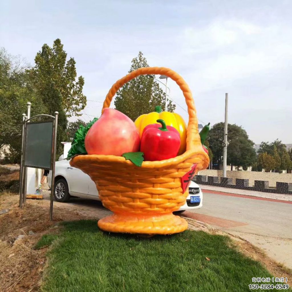 街頭果籃雕塑 大型別墅區擺件 鋼管雕塑 街頭果籃雕塑 大型別墅區擺件 鋼管雕塑