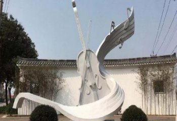 烤漆吉他雕塑 鋼管景觀小品 室內(nèi)雕塑