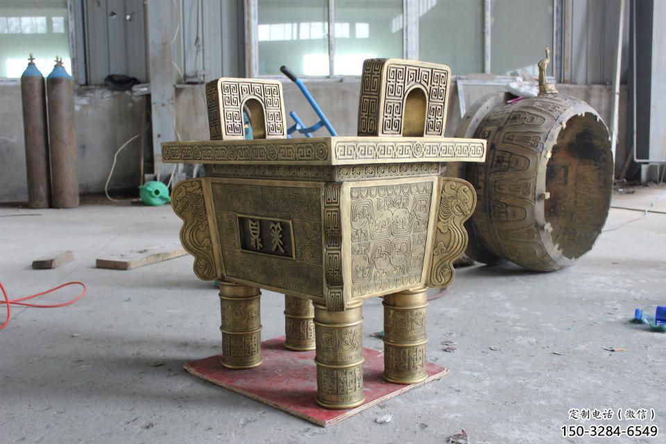 商業街福鼎雕塑 烤漆擺件 彩繪雕塑 商業街福鼎雕塑 烤漆擺件 彩繪雕塑