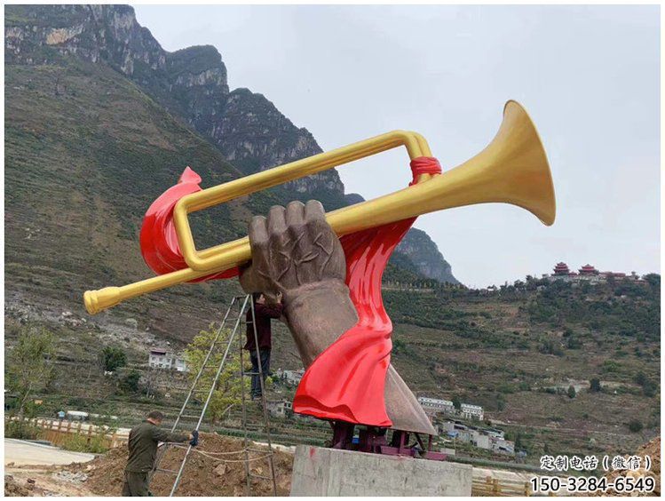 廣場軍號雕塑 公園仿真雕塑 抽象擺件 廣場軍號雕塑 公園仿真雕塑 抽象擺件