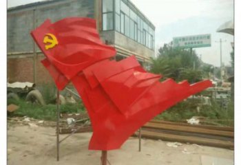 街道國旗雕塑,鍛造黨建雕塑,古銅效果 (2)
