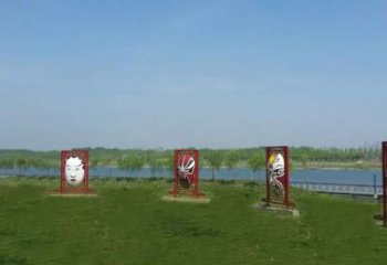 廣場臉譜雕塑 抽象景觀小品 烤漆雕塑