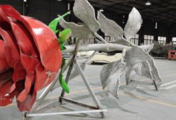 街道玫瑰雕塑 現代景觀擺件 彩繪雕塑