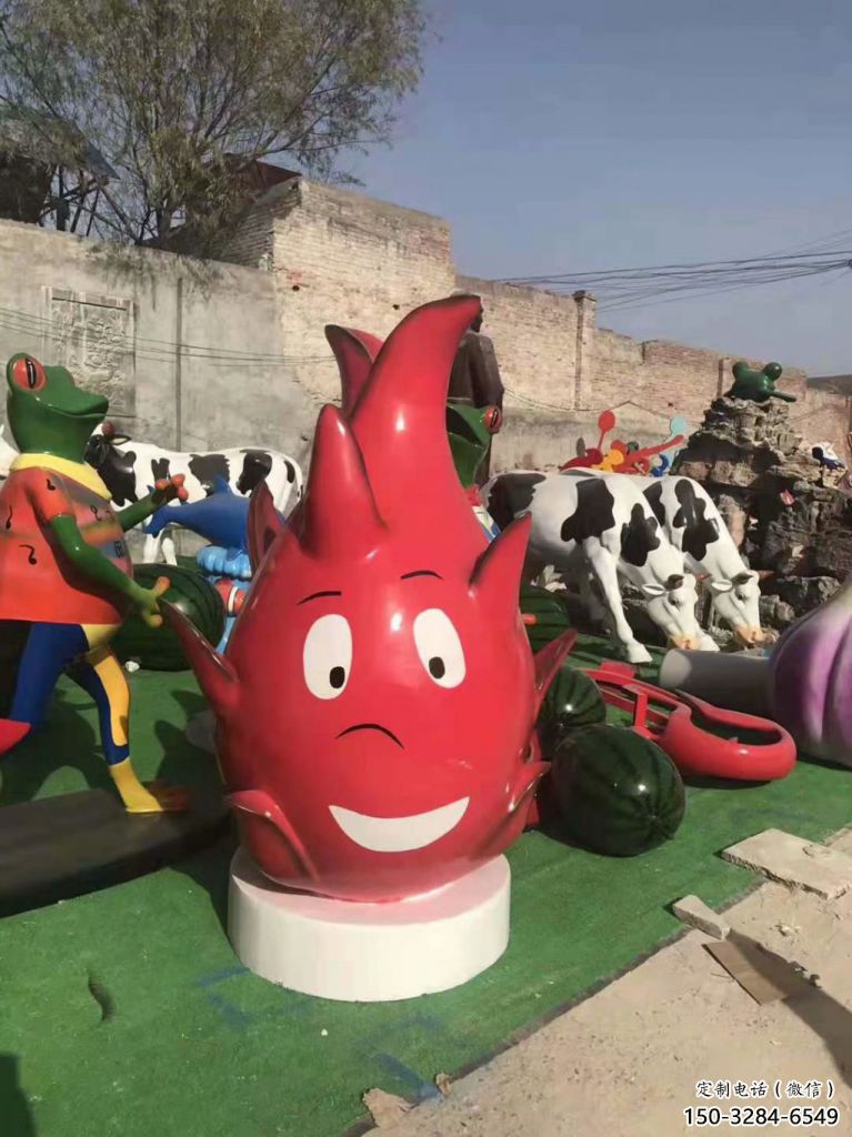 仿古火龍果雕塑 庭院彩繪雕塑 田間小品 仿古火龍果雕塑 庭院彩繪雕塑 田間小品