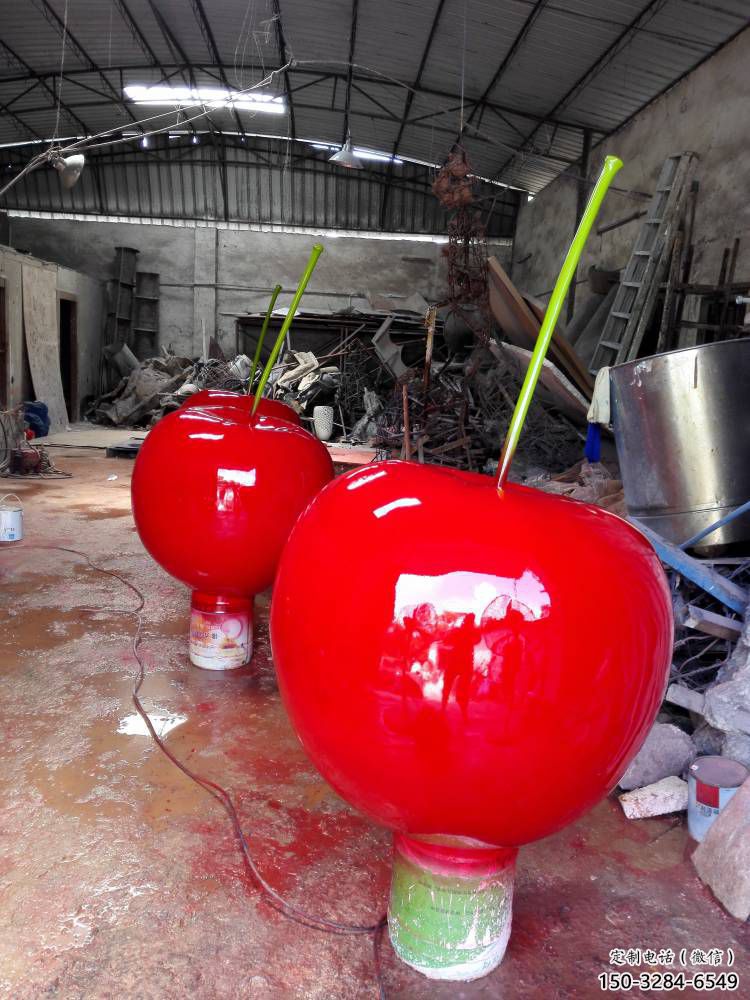 鍛造櫻桃雕塑生產商 懸空餐飲店水果雕塑 戶外雕塑