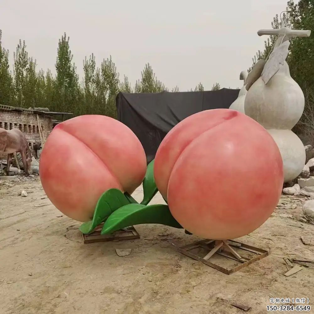房地產水蜜桃雕塑 現代景觀水果雕塑 幾何果蔬雕塑
