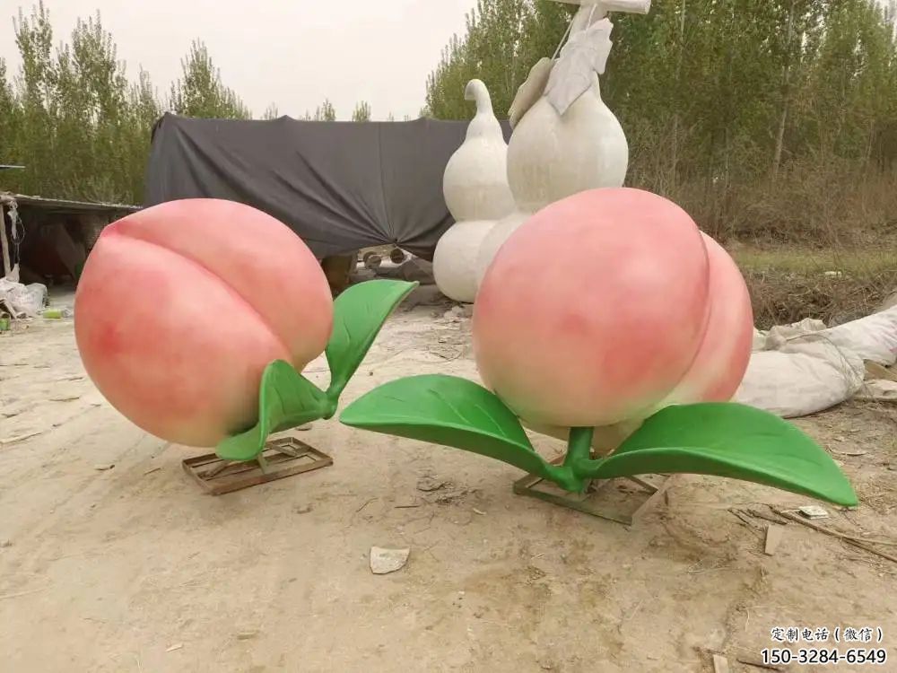 酒店水蜜桃雕塑 景觀美陳果蔬雕塑 現(xiàn)代水果雕塑