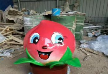 街道水蜜桃雕塑 現(xiàn)代景觀水果雕塑 彩繪果蔬雕塑