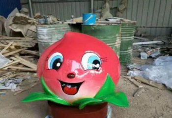 水蜜桃雕塑 景觀美陳果蔬雕塑 噴漆水果雕塑