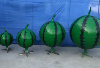 戶外西瓜雕塑 噴漆果蔬雕塑 燈光水果雕塑
