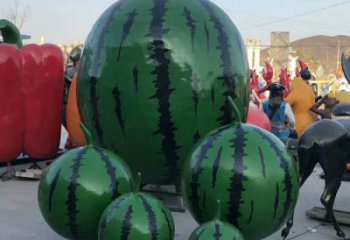 街道西瓜雕塑 現代景觀水果雕塑 彩繪果蔬雕塑