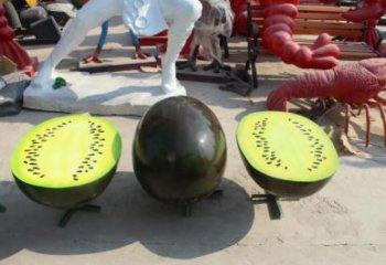 西瓜雕塑 仿真景觀(guān)水果雕塑 烤漆果蔬雕塑